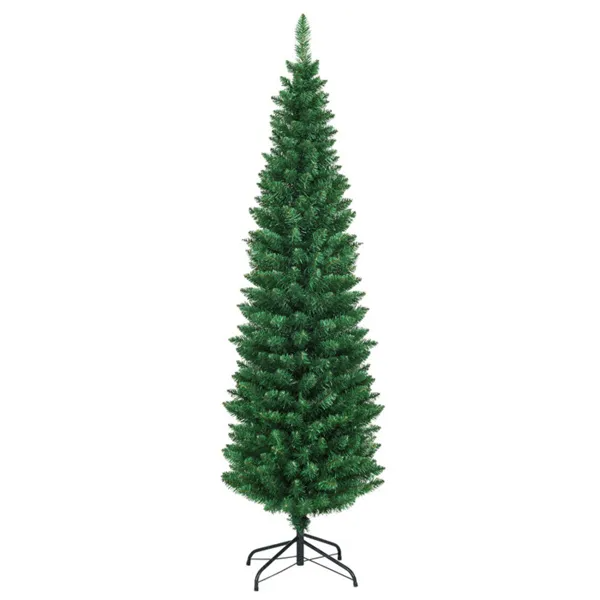 6ft Slim Christmas Tree - Space-Saving Flocked Design with 400 Branches