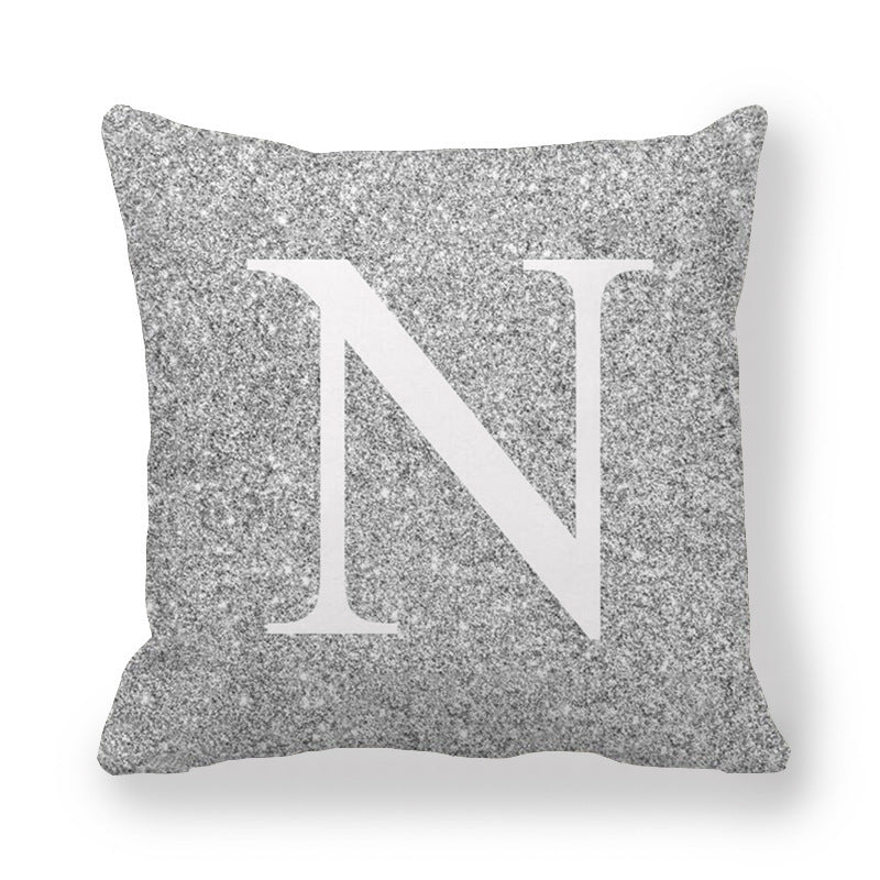Gray Shading Encrypted English Letters Pillow Cover 45x45cm Fabric Home Decor