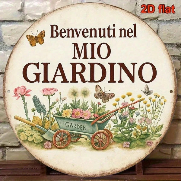 Vintage Welcome to My Garden Sign - 8x8 Inch Aluminum Plaque