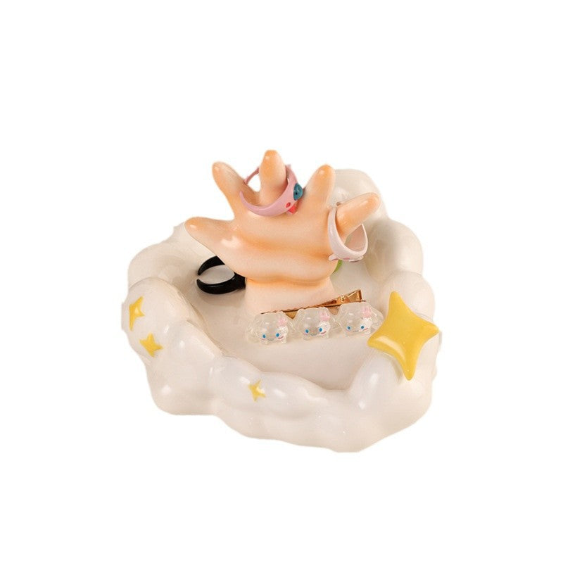 Small Ceramic Jewelry Tray for Home Storage - Cloud Design