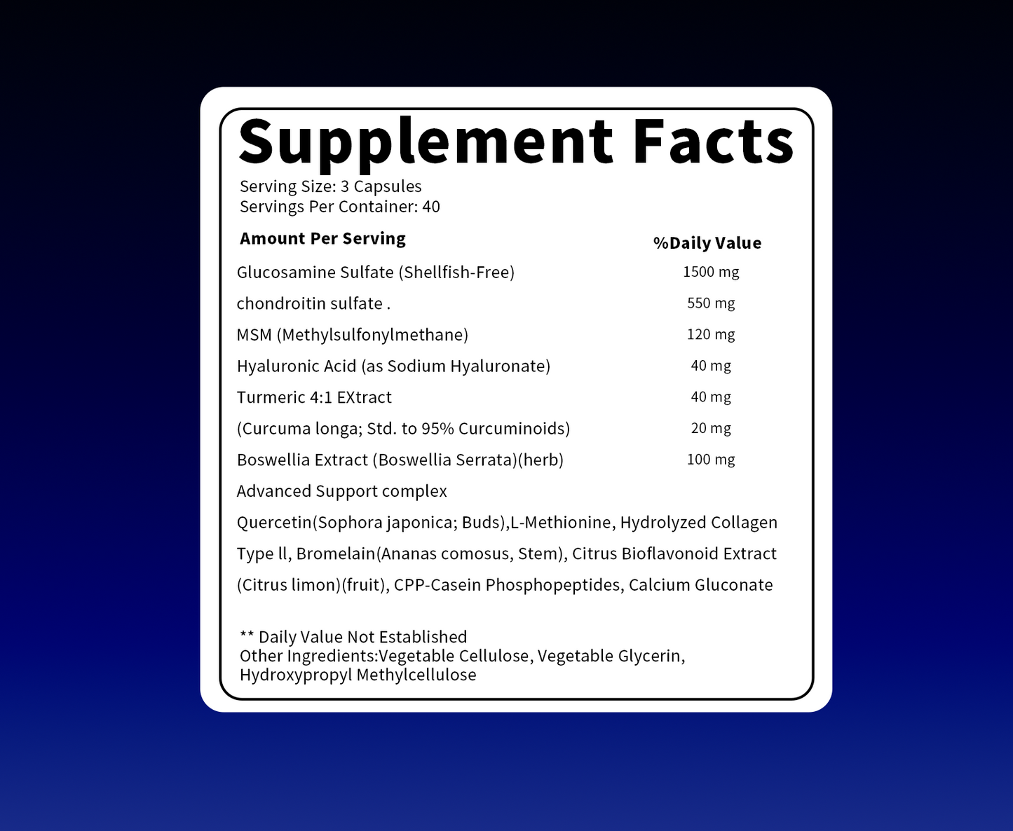 Glucosamine Chondroitin MSM Joint Support Supplement - 60 Capsules