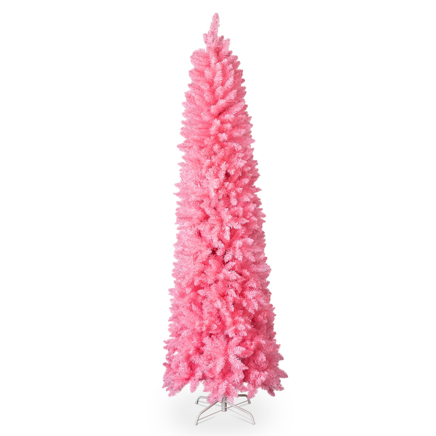 7.5 FT Slim Pencil Christmas Tree - Unlit Pink Artificial Pine