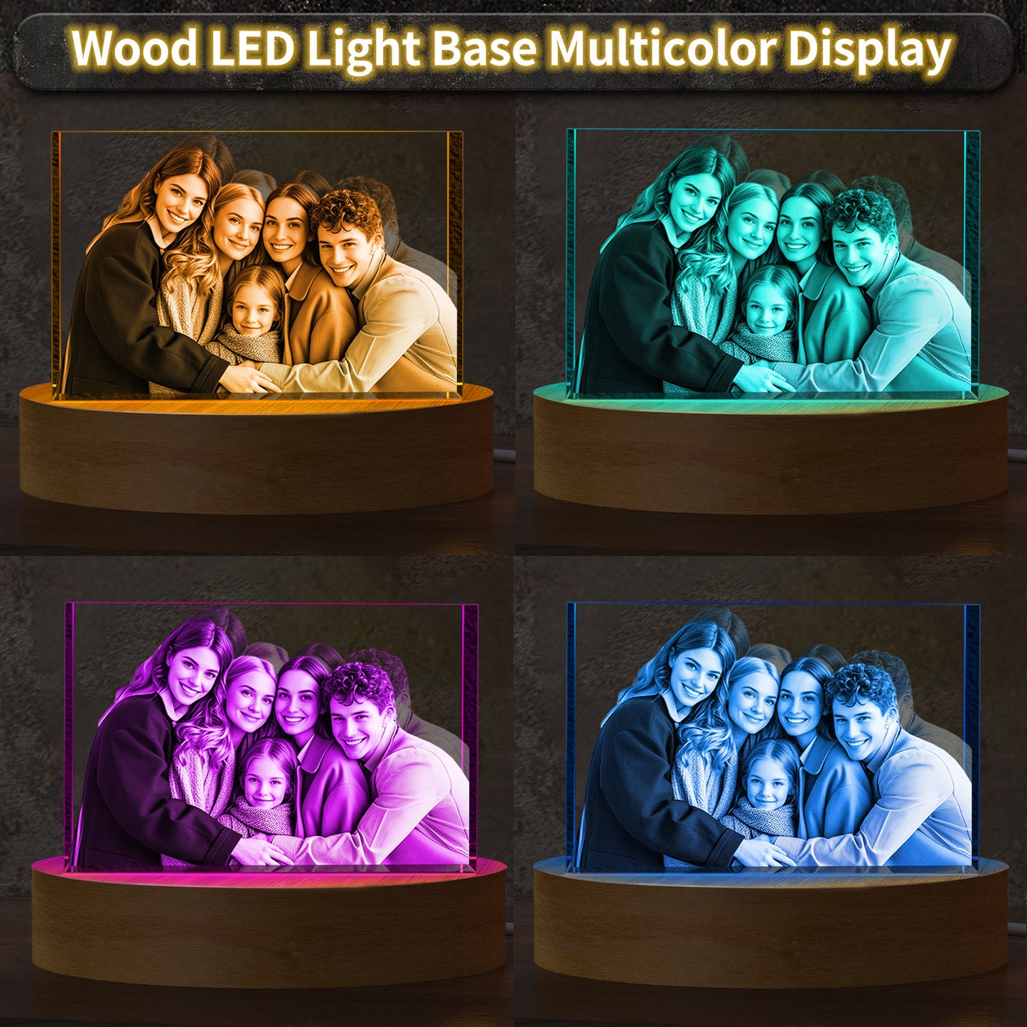 Personalized 3D Crystal Photo Cube - Custom Engraved Gift