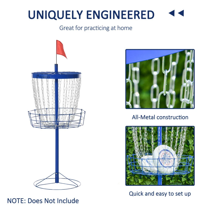 Portable Disc Golf Basket with 24 Chains & Carrying Bag - Deep Blue