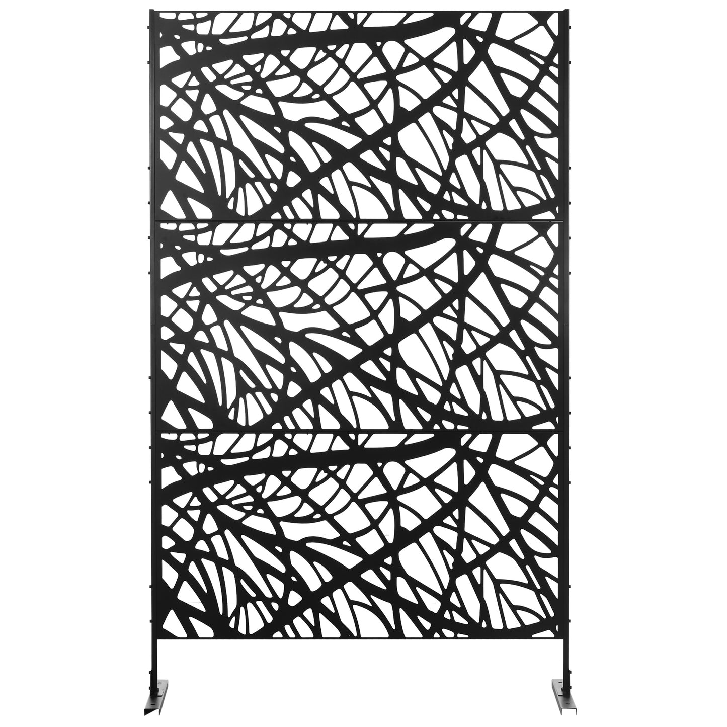 Outdoor Privacy Screen with Twisted Branch Motif - 6.5FT Black Panel