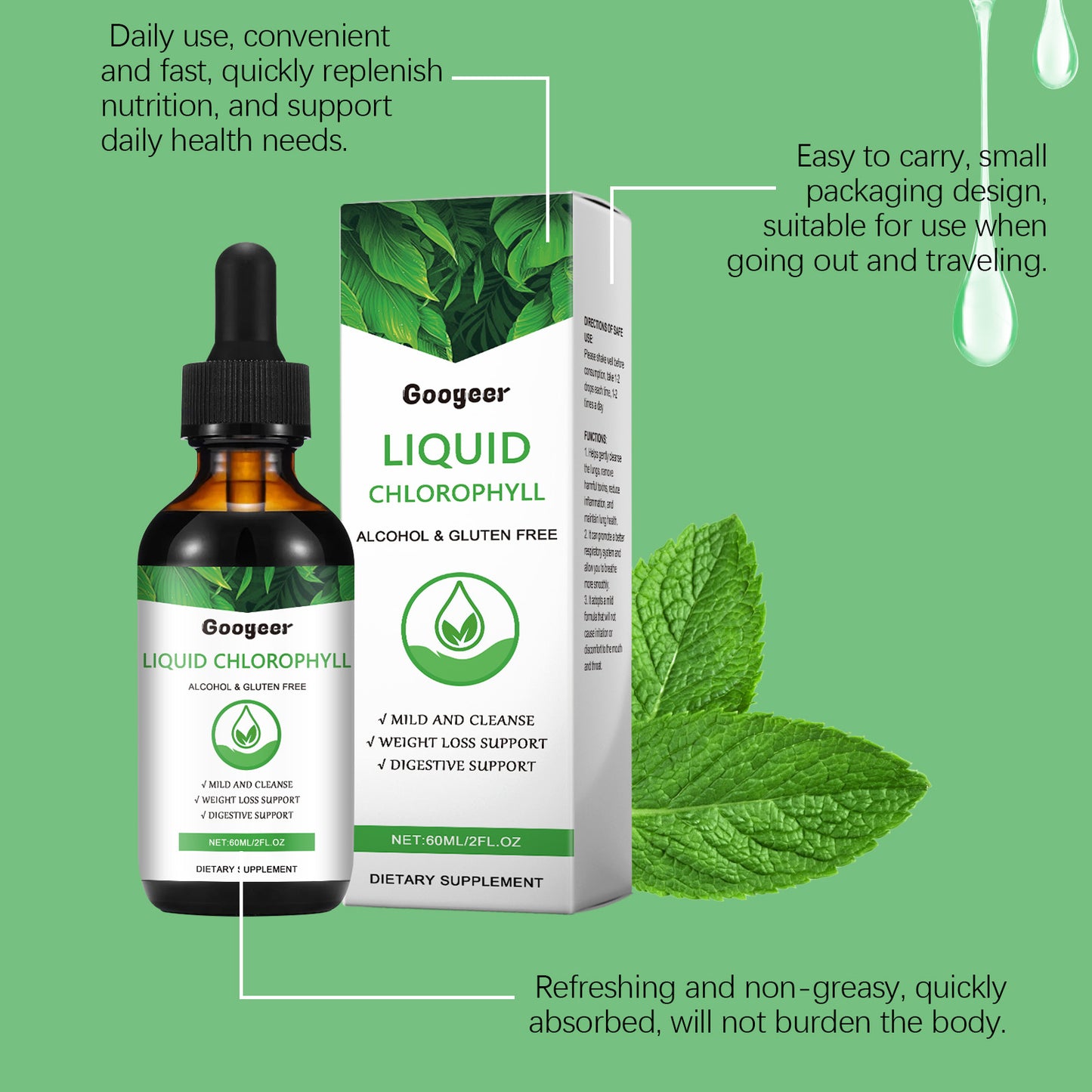 Liquid Chlorophyll Dietary Supplement - Natural Body Health Support