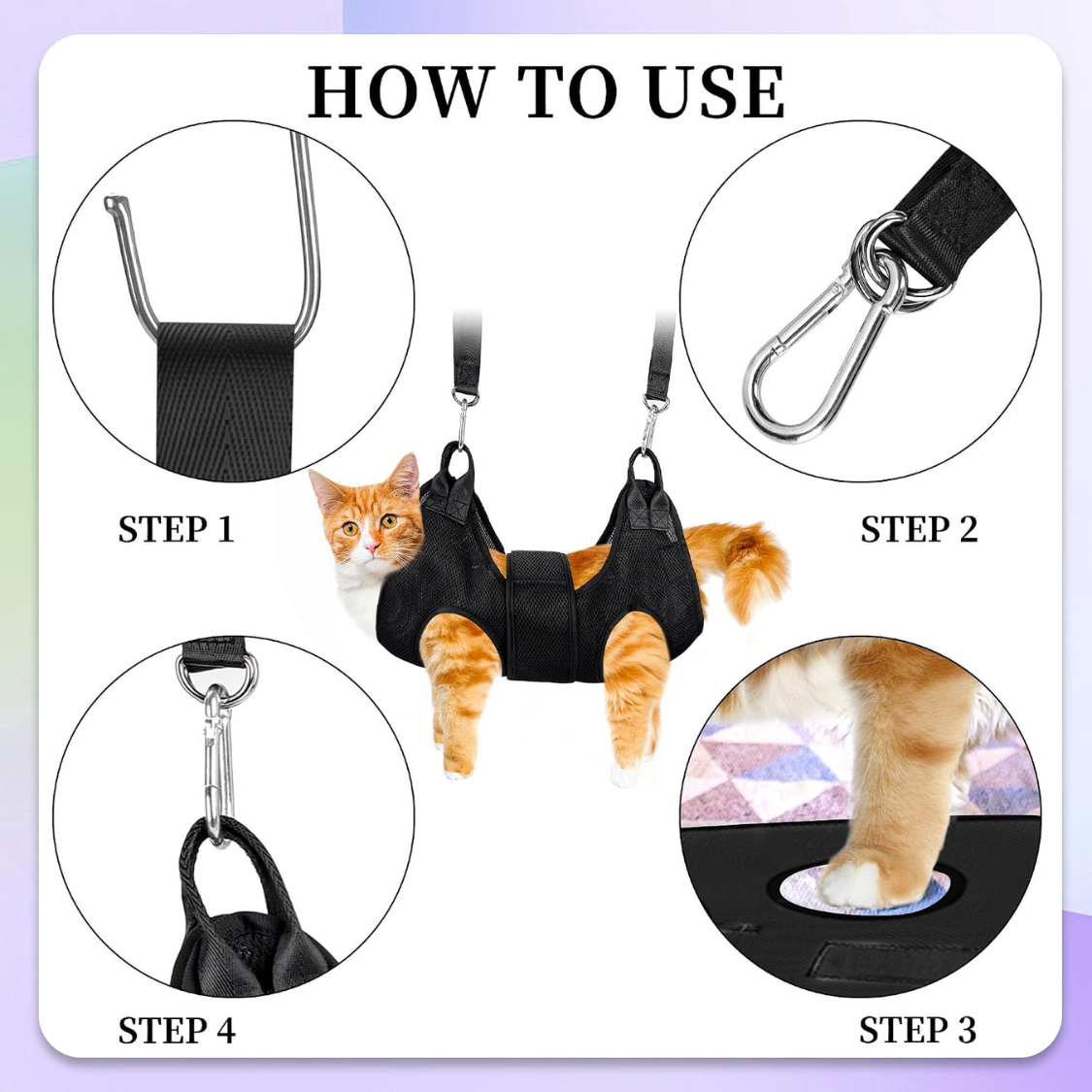 Pet Nail Polishers Kit with Grooming Hammock for Small Cats and Dogs - Includes Clippers & Trimmer