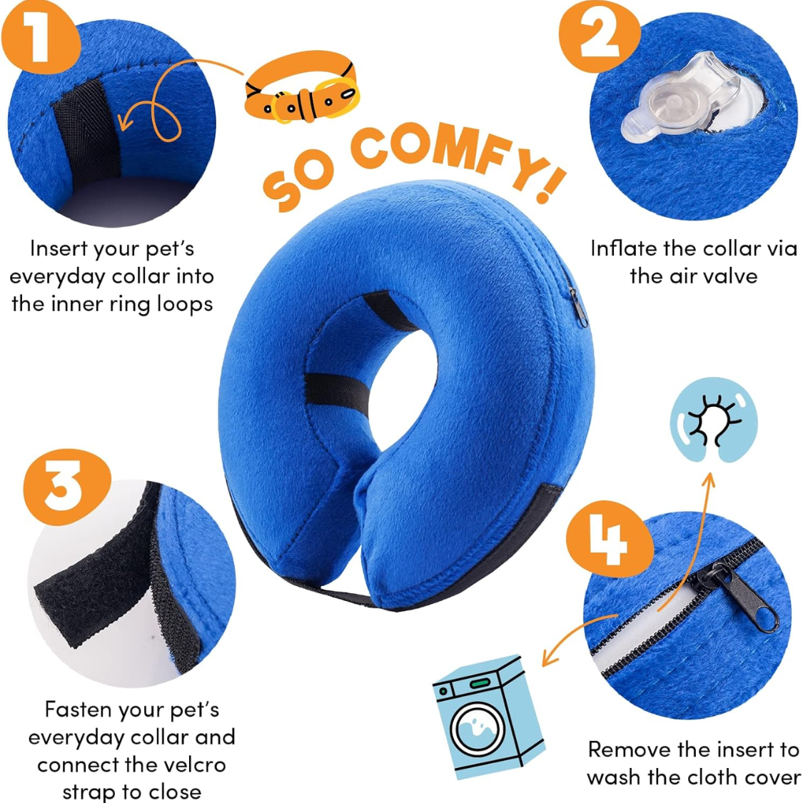 Large Blue Dog Cone Collar Post-Surgery Protective E-Collar