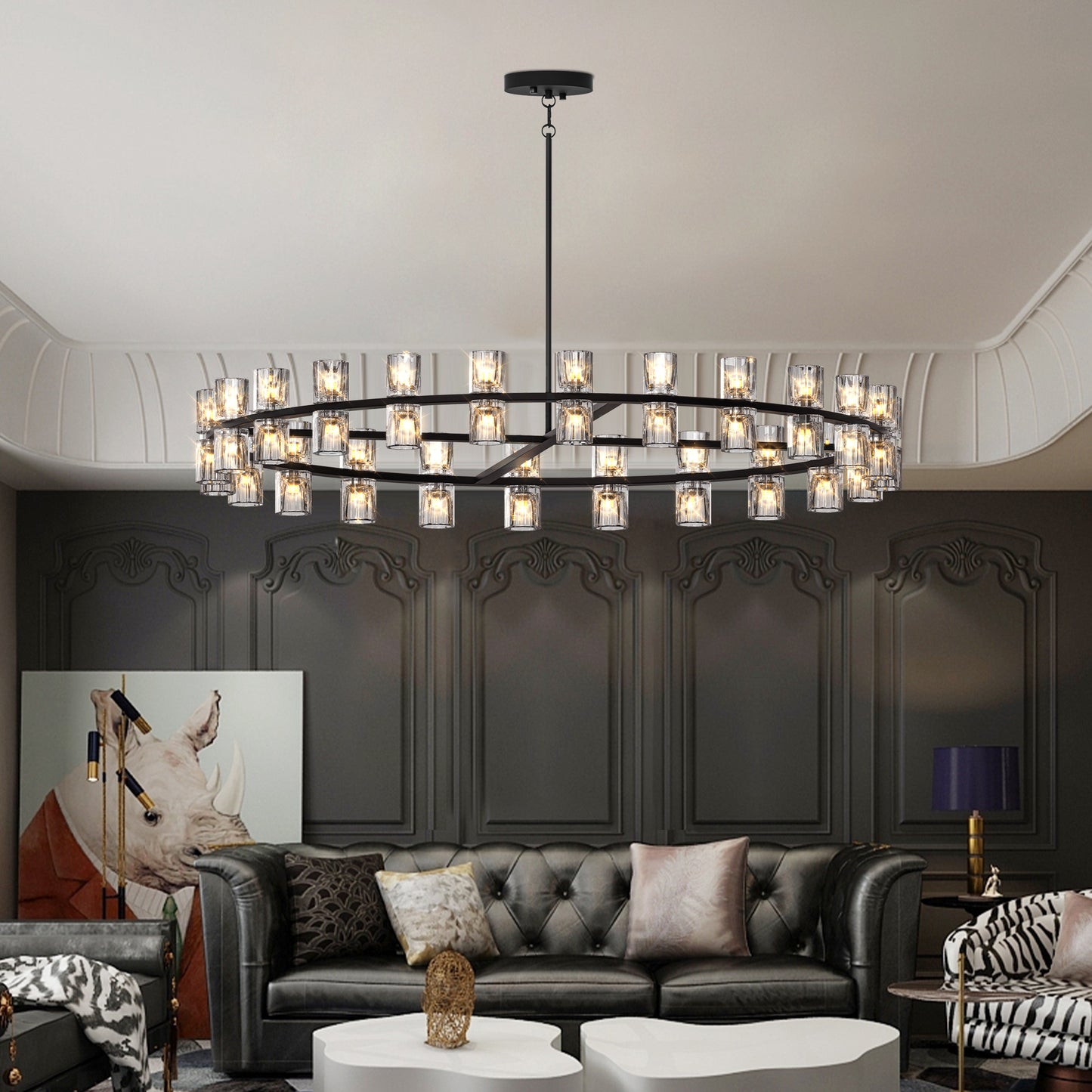 48-Inch Luxury Crystal Chandelier - Modern LED Lighting for Home Decor
