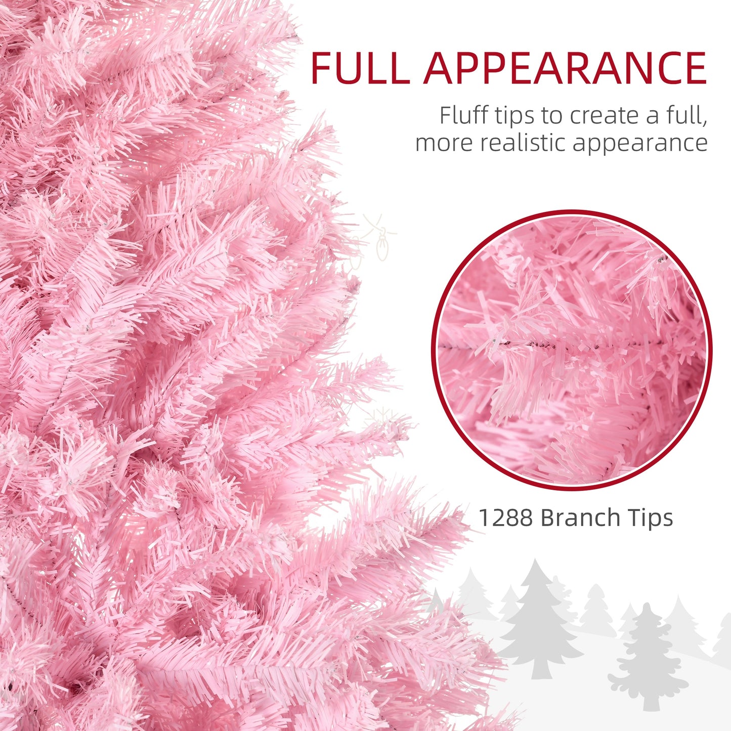 7ft Pink Artificial Christmas Tree with Auto Open and Steel Base