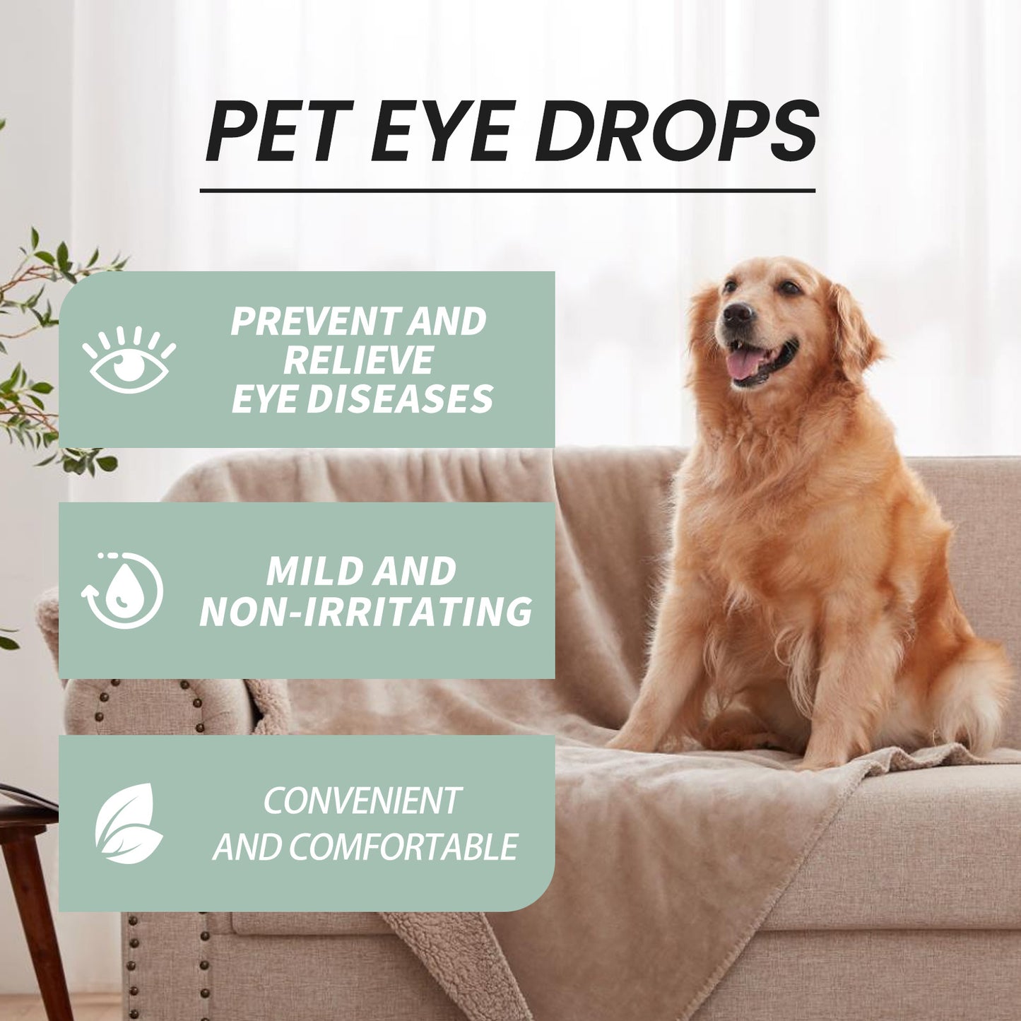 Pet Eye Drops for Dogs & Cats - Gentle Tear Stain & Eye Cleaner 100ml