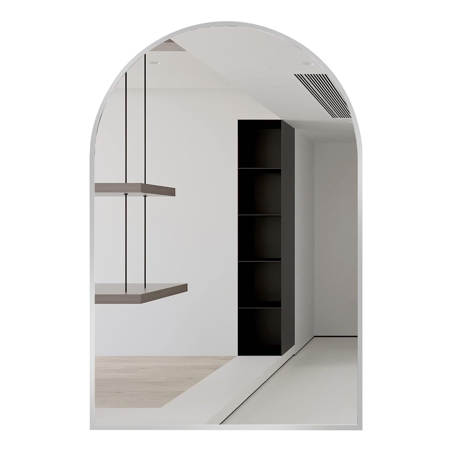 24x32 Inch Arched Silver Metal Framed Wall Mirror