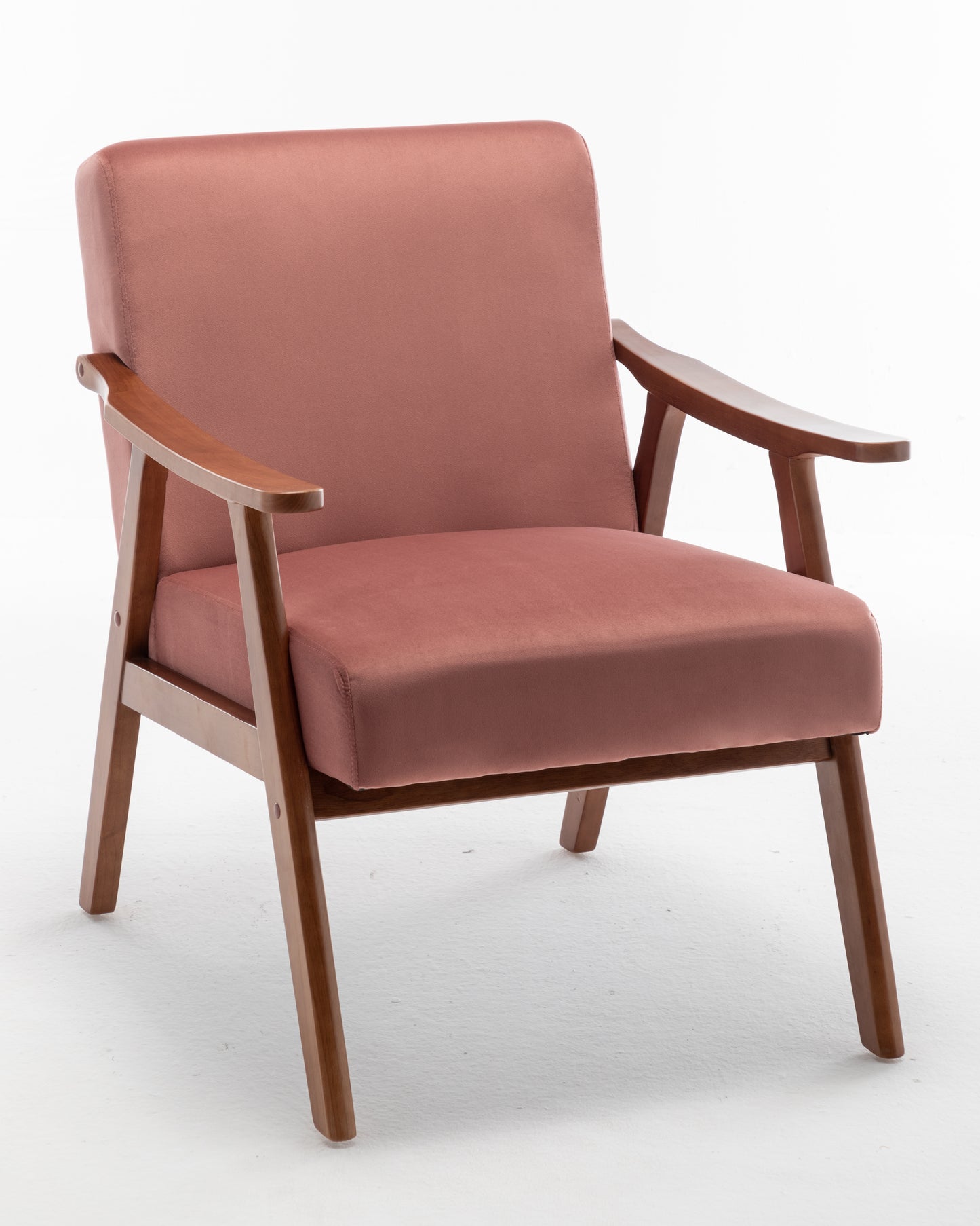 Accent Chair With Velvet Upholstery And Solid Wood Frame, Classic