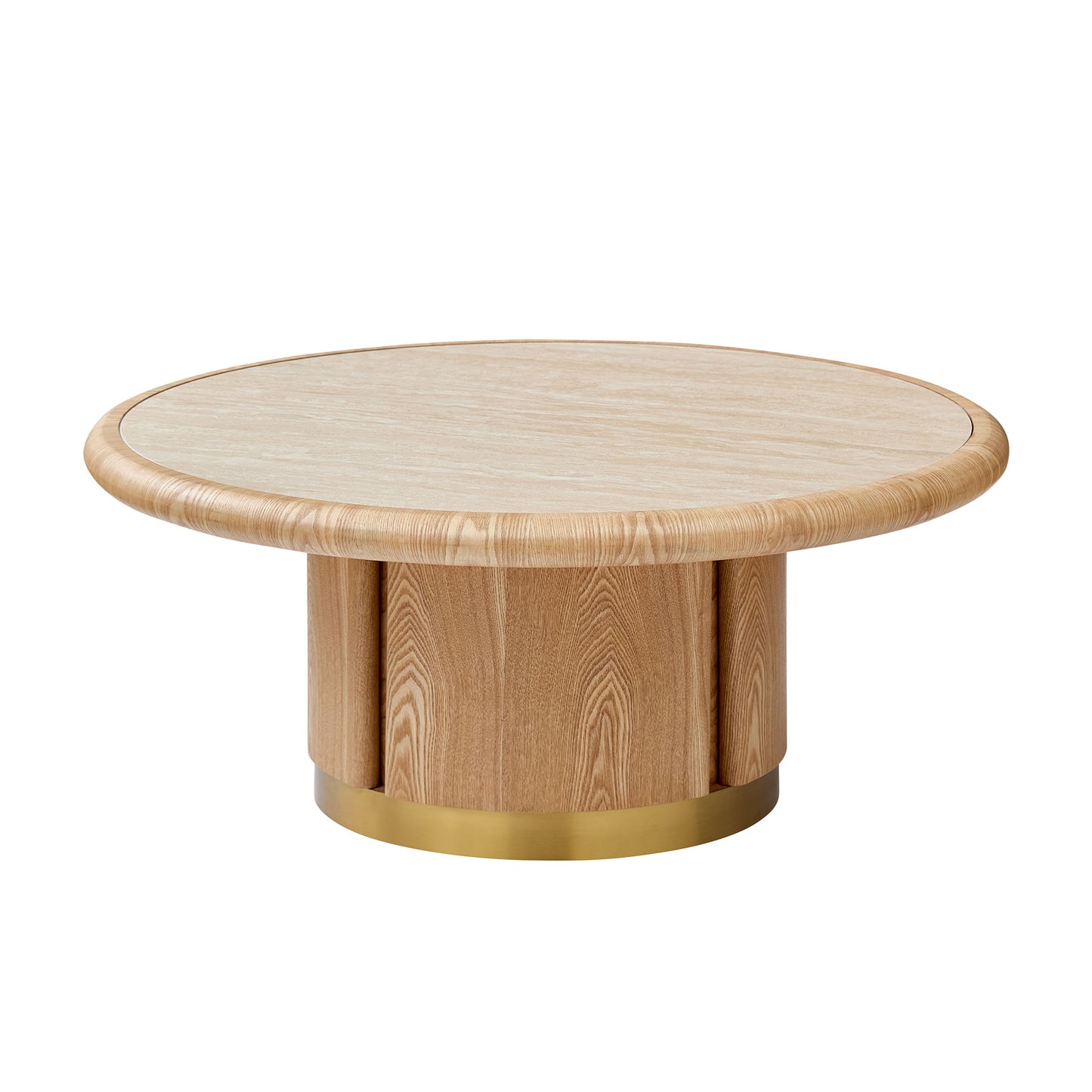 35.43-Inch Round Coffee Table with Sintered Stone Top - Natural