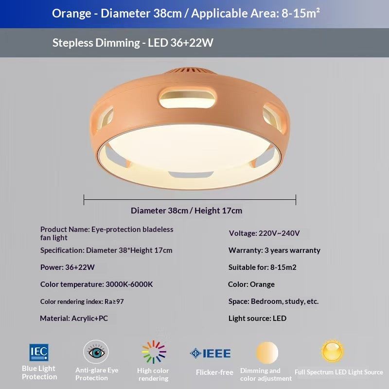 Leafless Dimmable Fan-Light with Full Spectrum Eye Protection for Bedroom