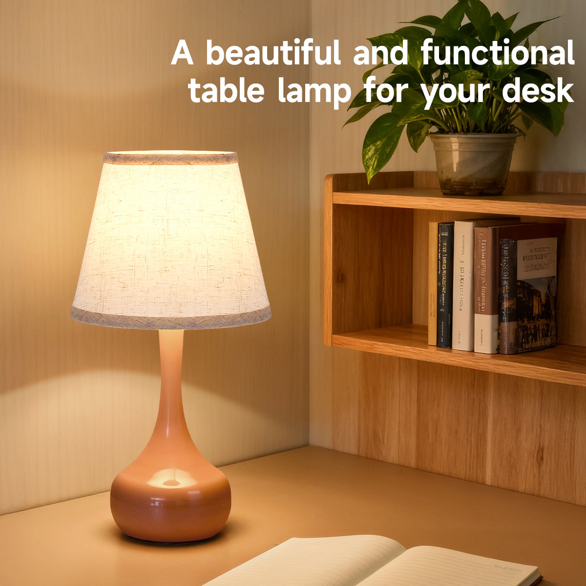 Dimmable Touch Table Lamp Set - Pink Bedside Lamps with LED Bulbs