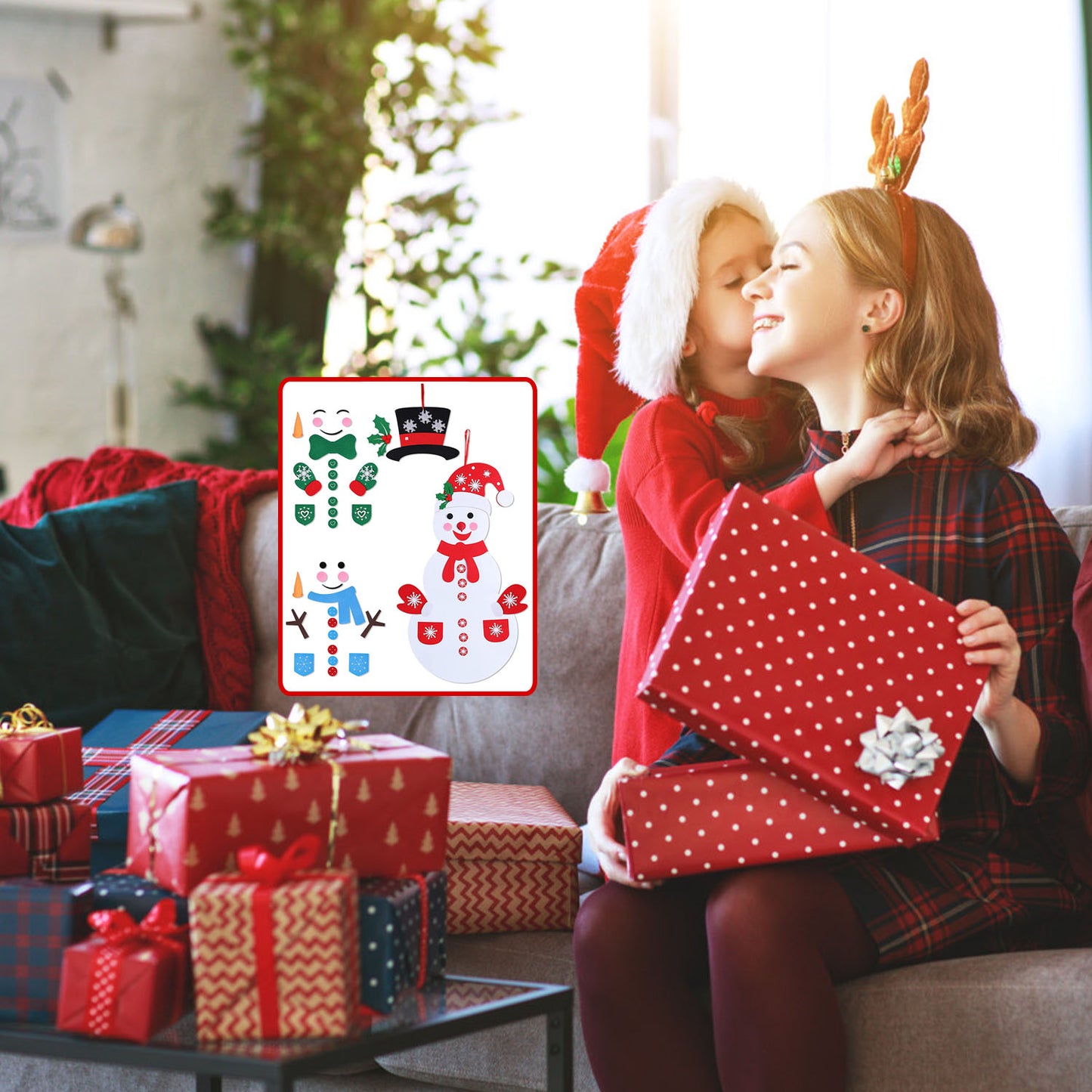 DIY Felt Christmas Snowman Decoration Set with 54 Ornaments