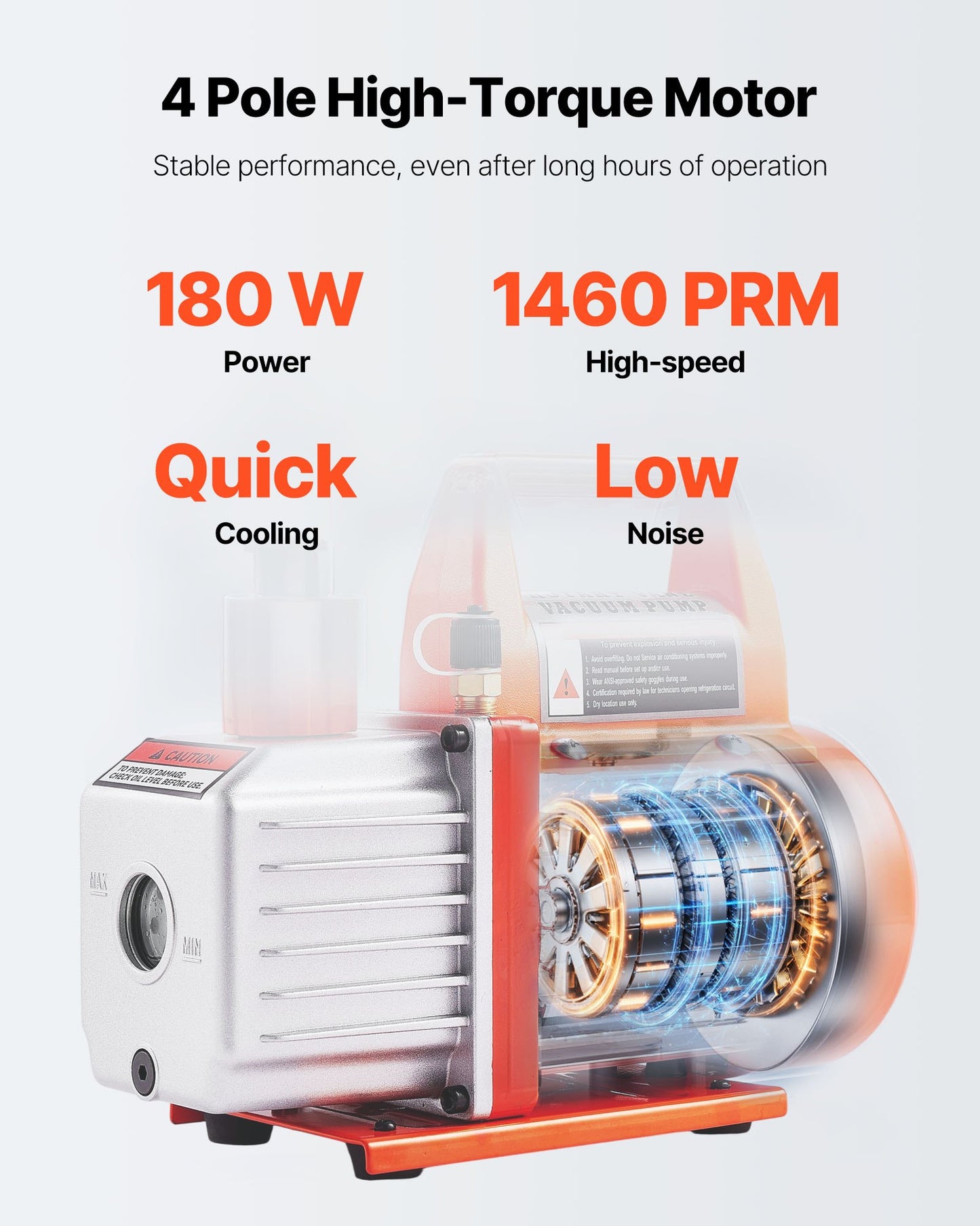 3.5 CFM Single Stage Vacuum Pump with 3-Gallon Stainless Steel Chamber Kit - Orange