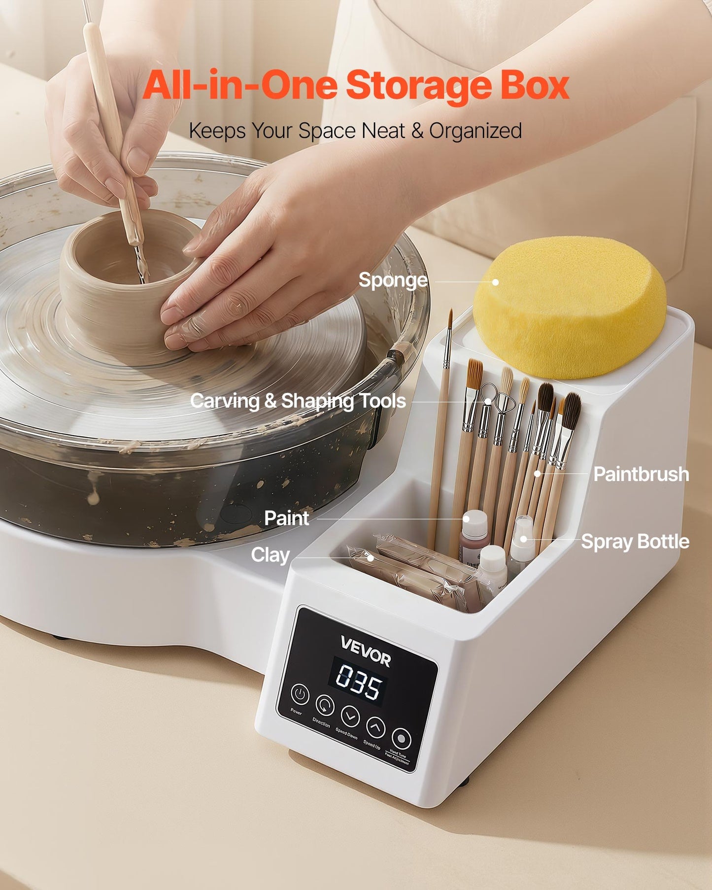 Electric Pottery Wheel for Beginners 11" Aluminum Turntable 450W Tabletop Clay Art