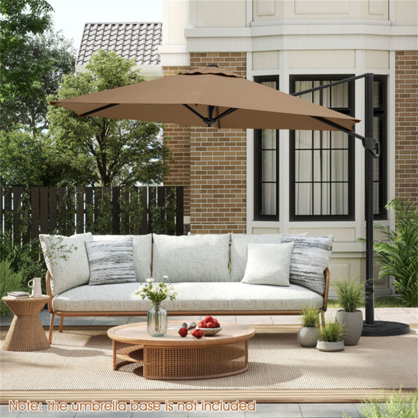 9x8.2FT Cantilever Patio Umbrella - Double-Tier Vented Canopy, Brown