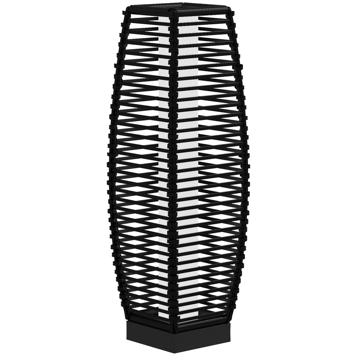 Solar Rattan Floor Lamp - Outdoor Garden Pathway Lighting, Black