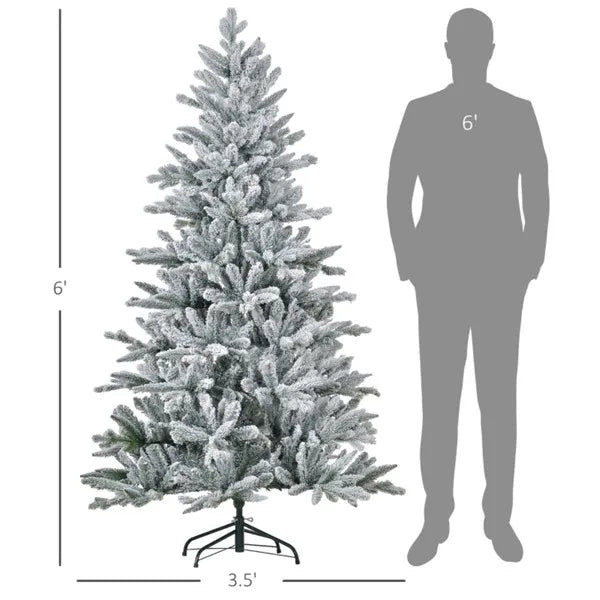 6ft Snow Flocked Christmas Tree with Metal Base