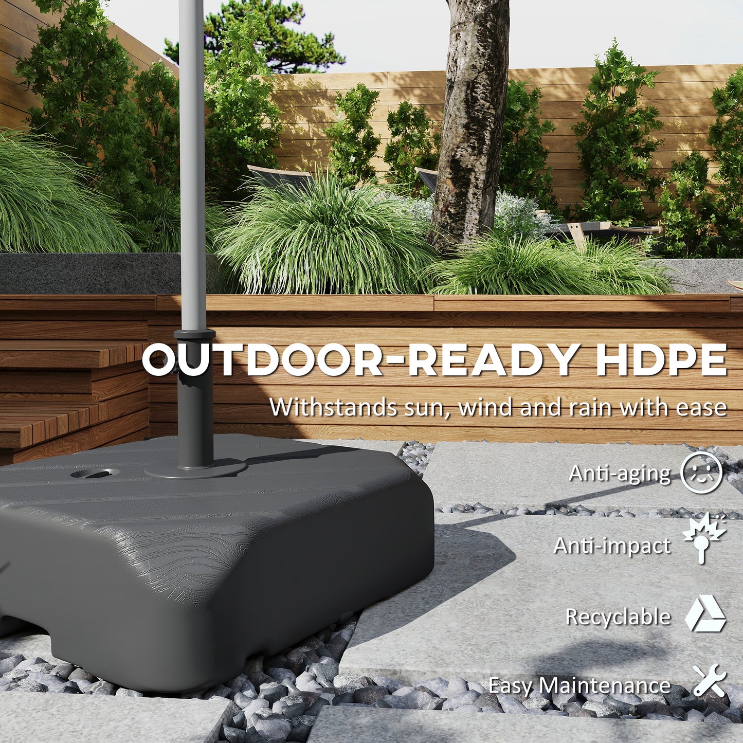 Patio Umbrella Base with Wheels and Telescopic Handle - Black