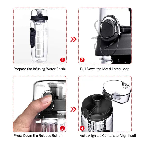 32oz Fruit Infuser Water Bottle with Flip Top Lid - Multiple Colors