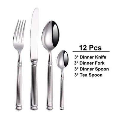 Stainless Steel Knife Fork Spoon Set - Modern Kitchen Utensils, 304 Steel