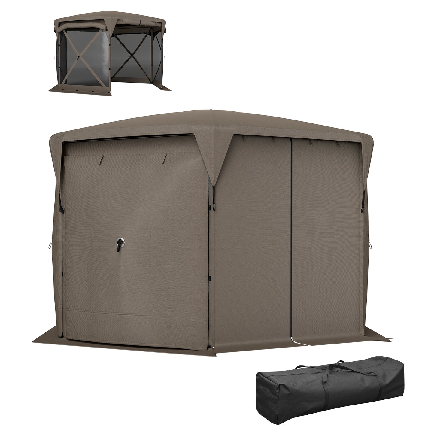 11x11ft Gazebo Screen Tent with Removable Roof - Brown