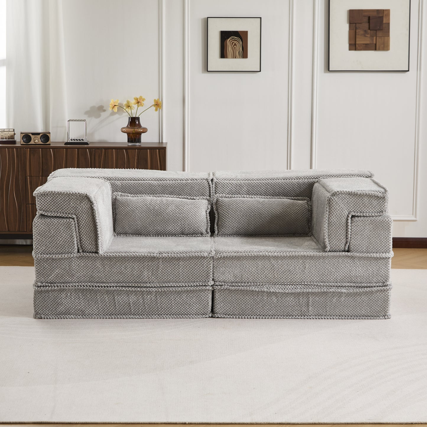 Convertible Modular Floor Sofa Bed - Light Grey