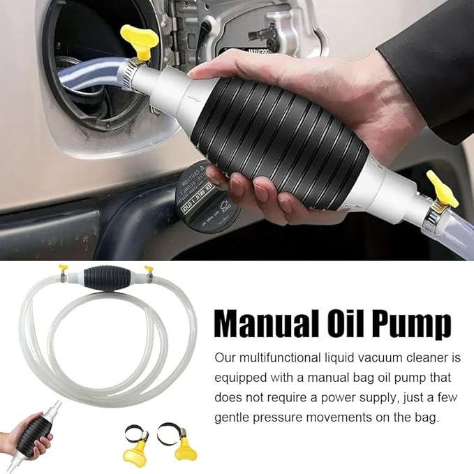 Gasoline & Diesel Siphon Pump for Fuel Transfer and Aquarium Cleaning - Black