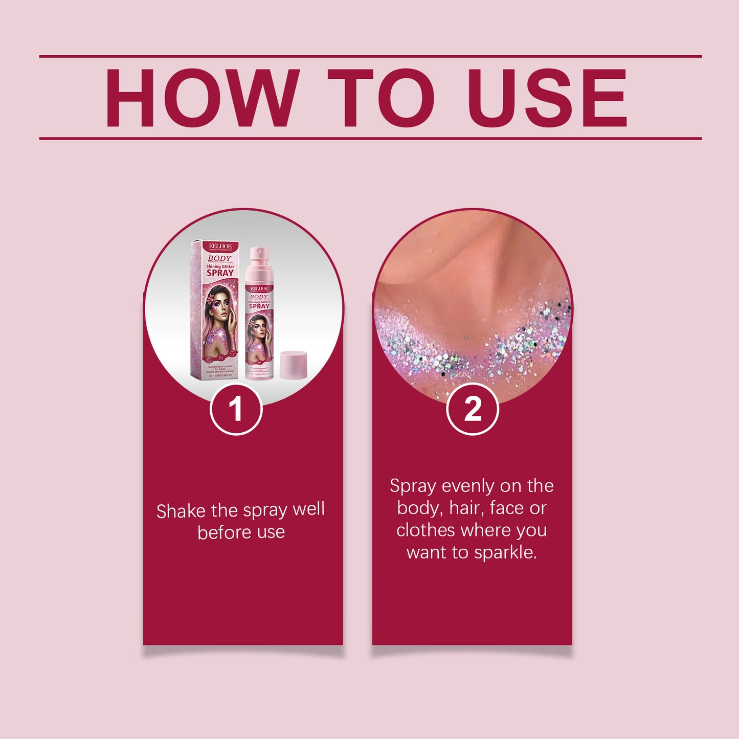 Stage Makeup Glitter Spray - Long-Lasting Shimmer for Face, Body & Hair