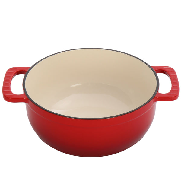 6QT Cast Iron Enamel Cooking Pot - Gradient Red with Silicone Gloves