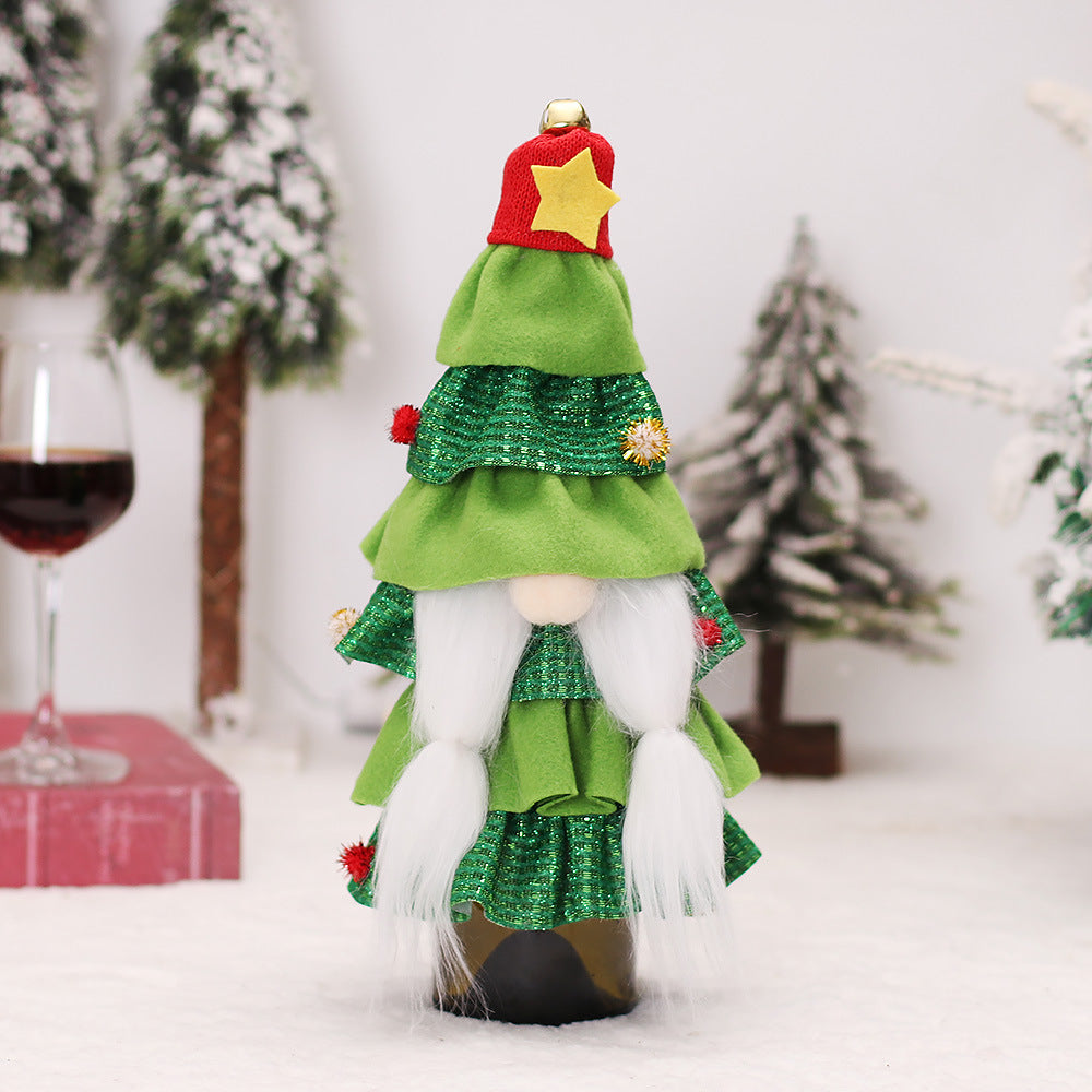 Christmas Tree Wine Bottle Cover - Forest Man Cake Dress Decor, Variable Sizes