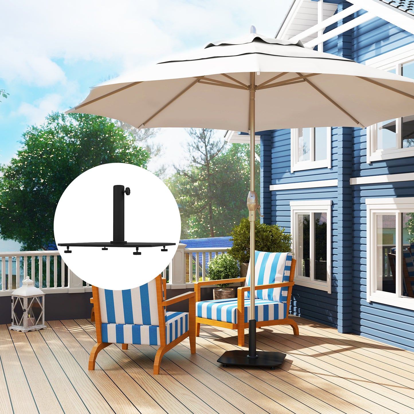 41 lbs Heavy Duty Square Patio Umbrella Base - Black