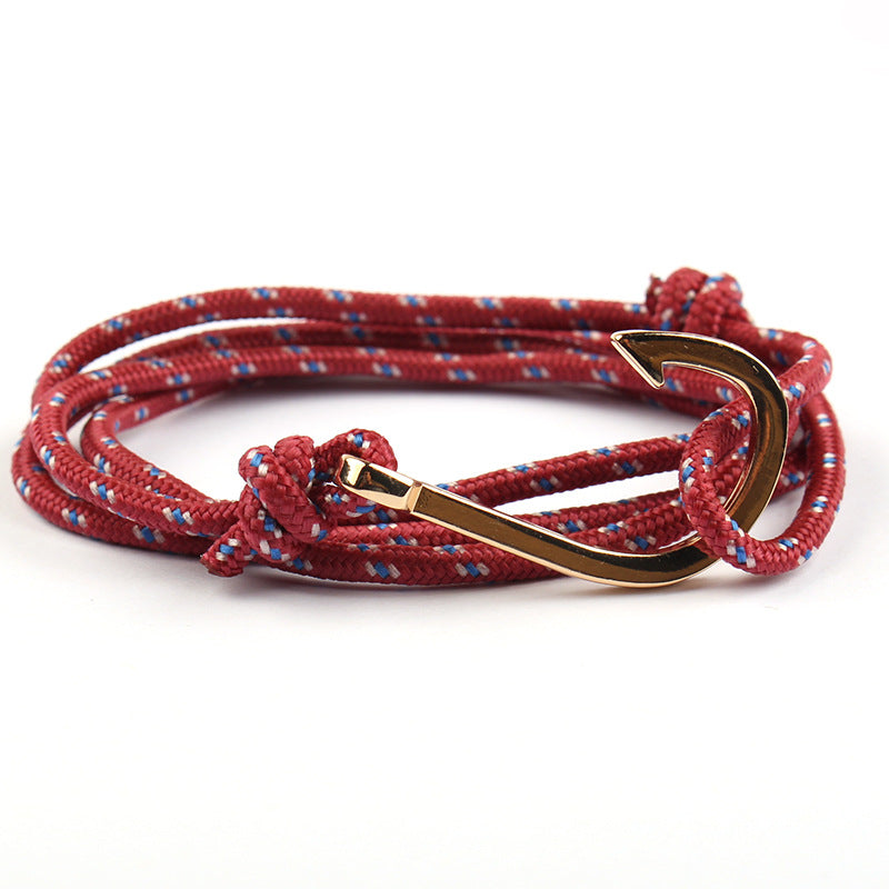 Adjustable Paracord Anchor Bracelet for Women and Men with Charm