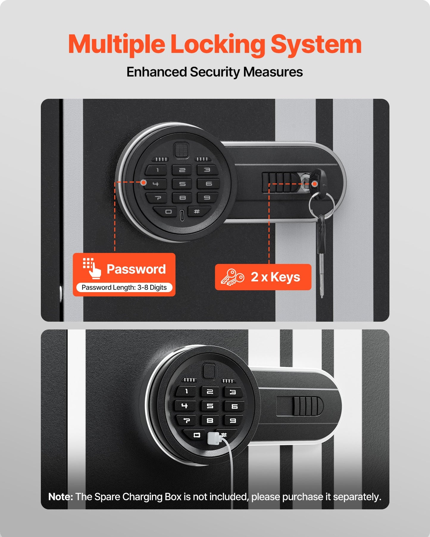Long Gun Safe with Digital Lock, 4-Rifle Capacity & Adjustable Racks
