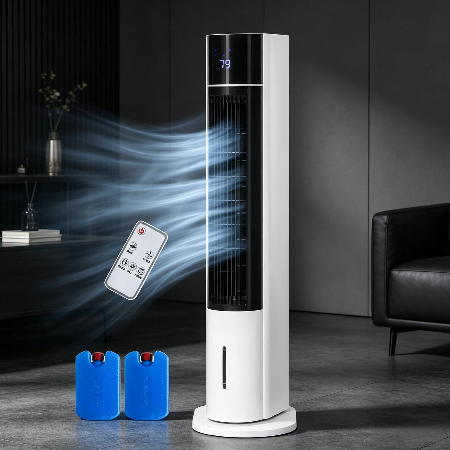 42" White Oscillating Portable Swamp Cooler with Humidifier