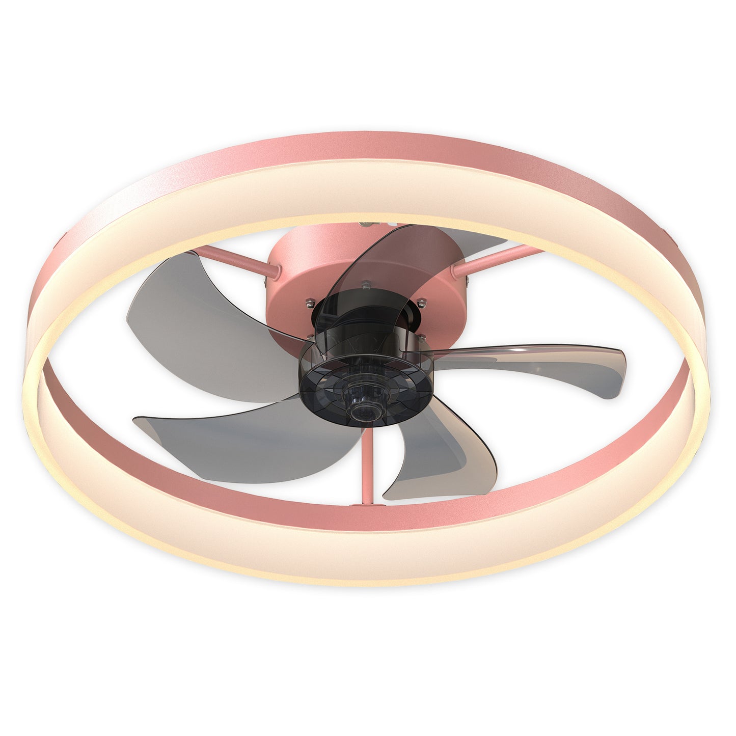 Dimmable LED Ceiling Fan with Lights - Modern Thin Design, Pink