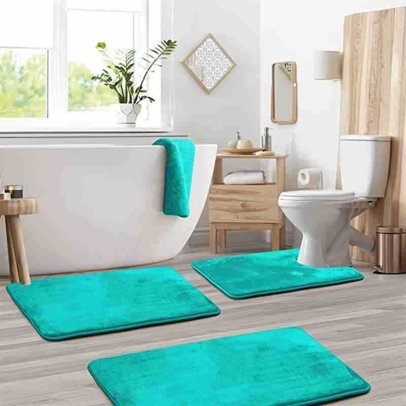 Non-Slip Coral Fleece Bathroom Mat Set - Toilet & Floor Mats for Home Use