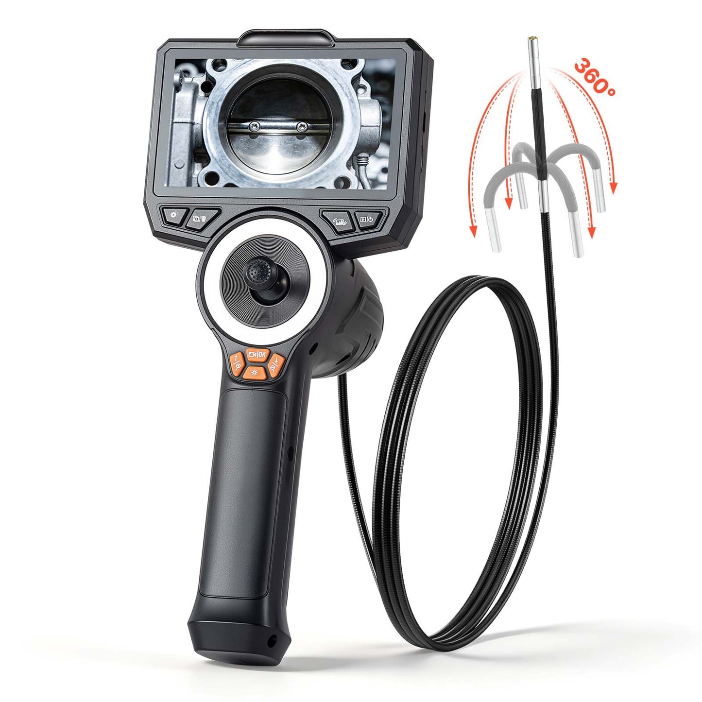 Articulating Inspection Camera with 4.5-Inch HD Screen & 8X Zoom - 4.9FT Cable