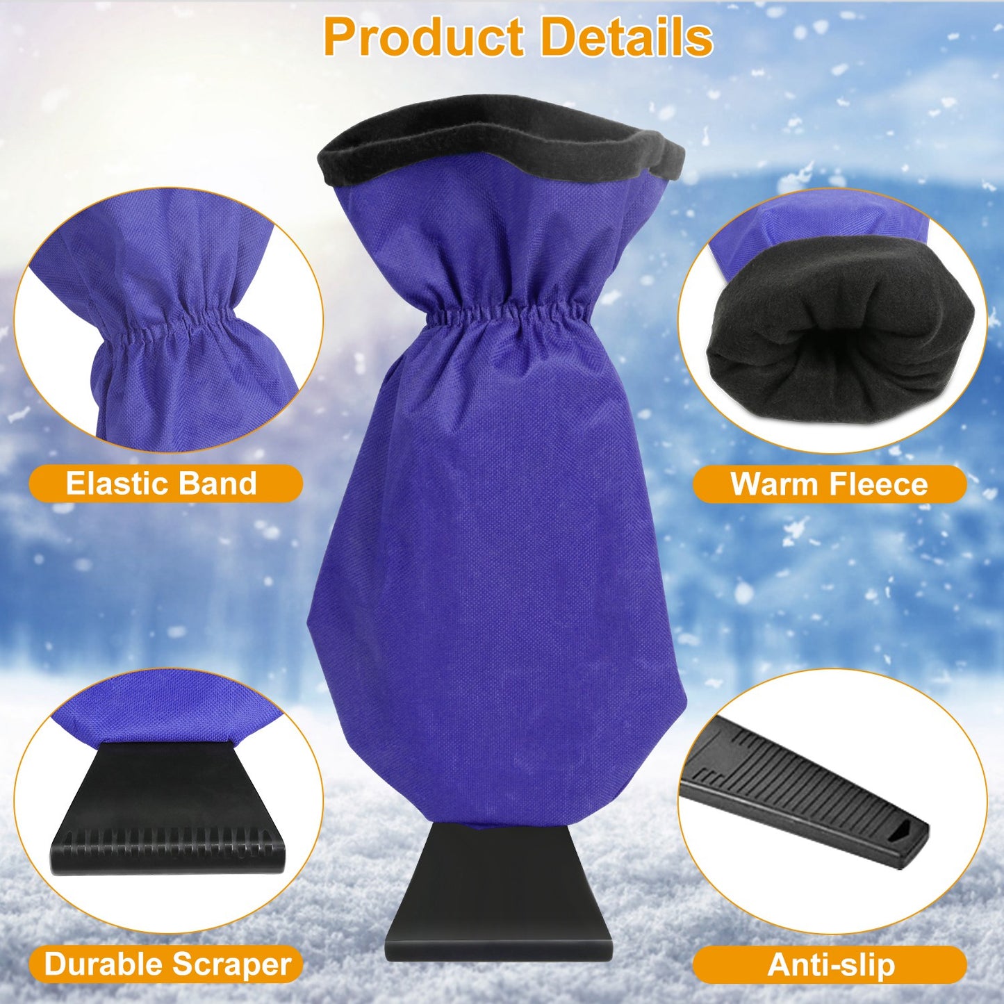Ice Scraper Glove with Fleece Lining - Winter Car Accessory