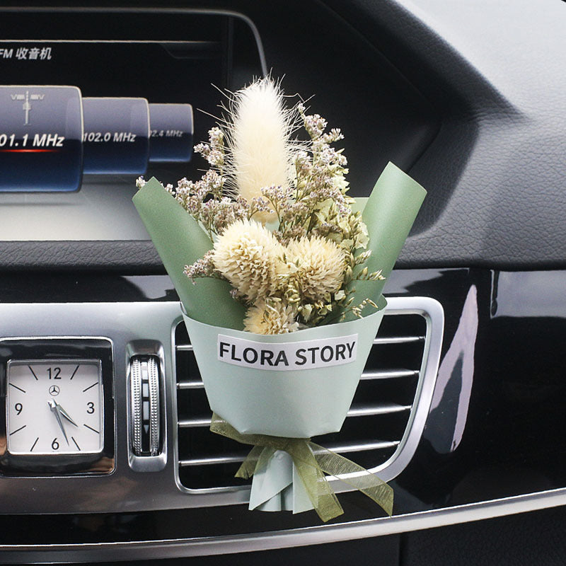 Decorative Dried Flowers Air Outlet Car Freshener - Colorful Aromatic Bouquet