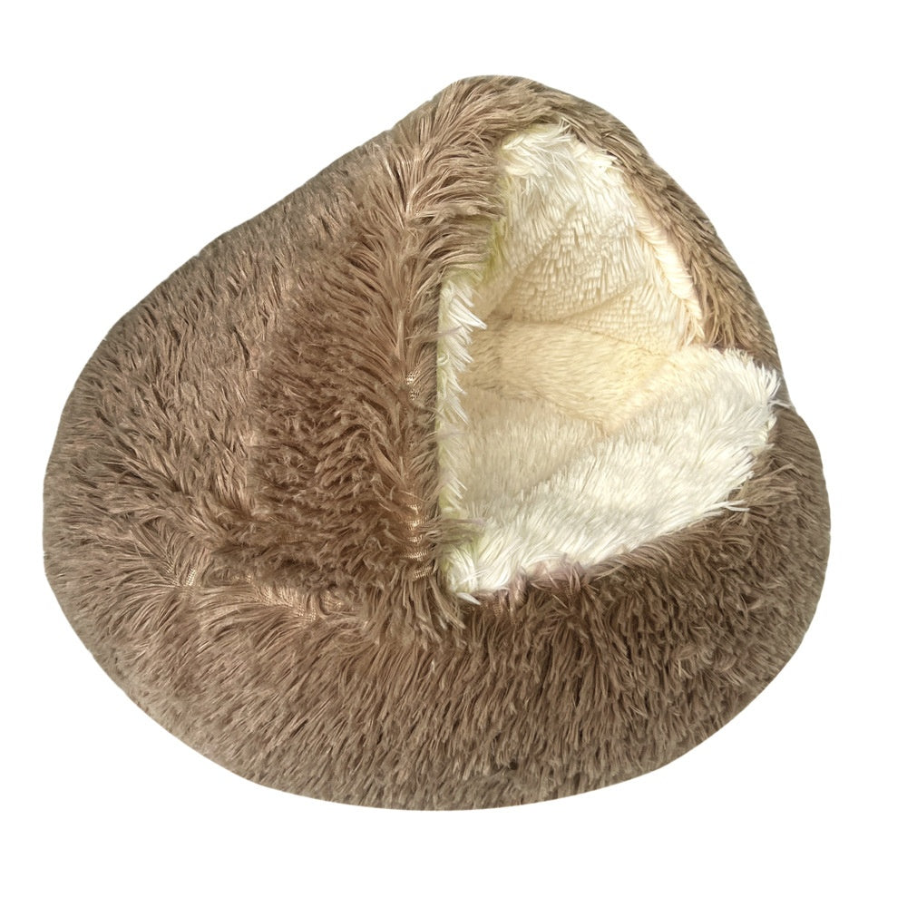 Semi Enclosed Pet Cat Bed & Dog House - Soft Plush Nest for Small to Large Pets