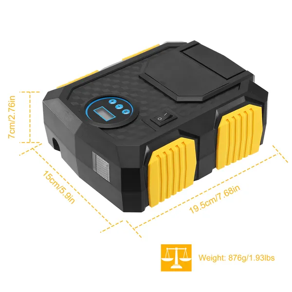 12V DC Tire Inflator Air Compressor 150 PSI with LCD Display & LED Light