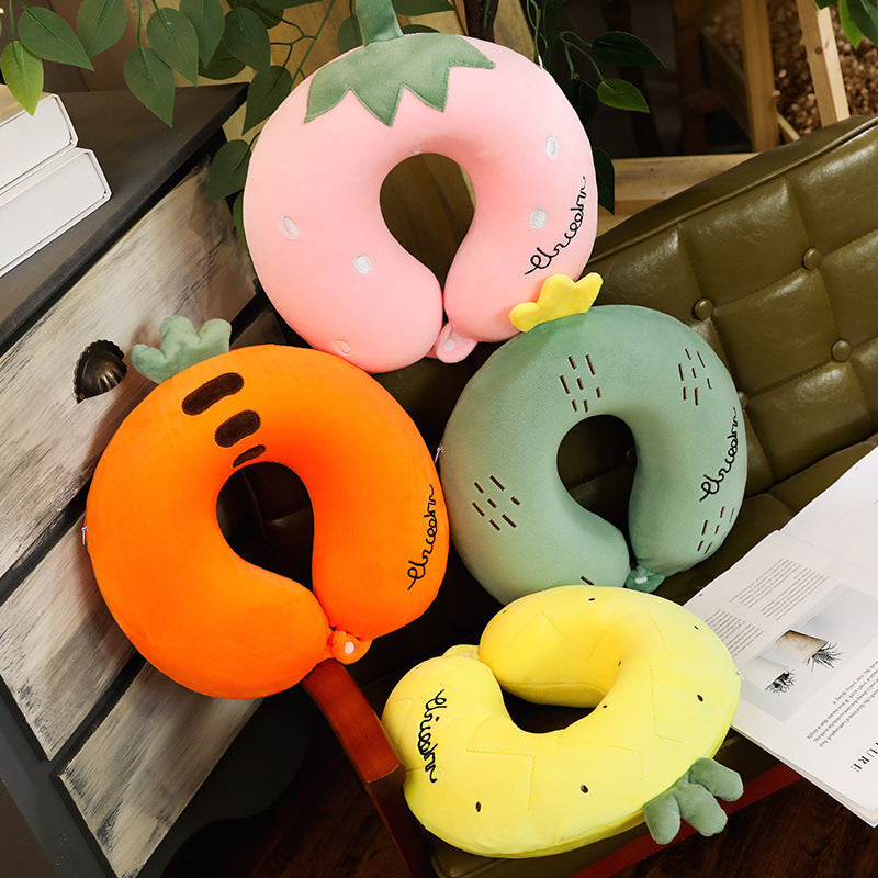 Cartoon Memory Cotton U-Shaped Cervical Pillow - Adjustable Colors