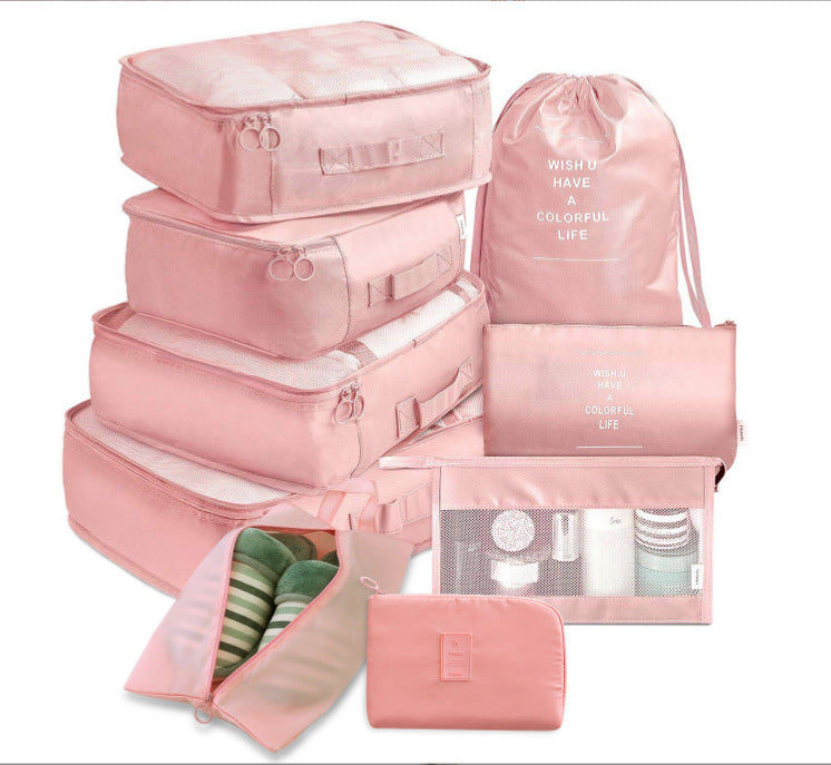 9-Piece Thickened Twill Travel Storage Bag Set for Shoes Clothes Toiletries