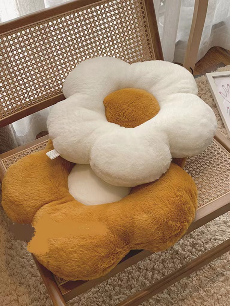 Fluffy Flower Seat Cushion - Plush Floor Sofa Throw Pillow for Bedroom & Office