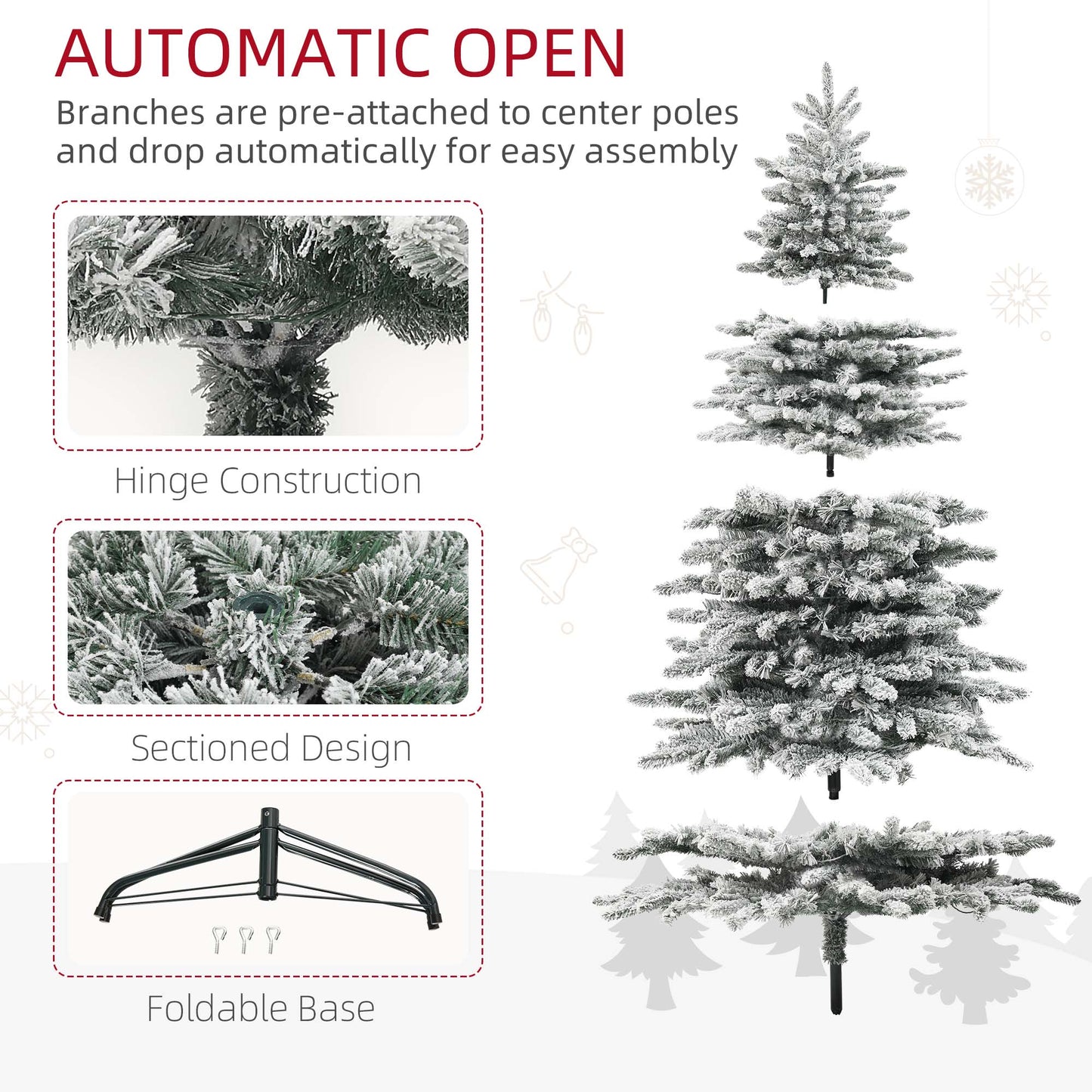 7.5ft Pre-Lit Snow Flocked Christmas Tree with 500 LED Lights